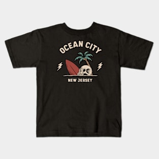 Vintage Surfing Ocean City, New Jersey Kids T-Shirt